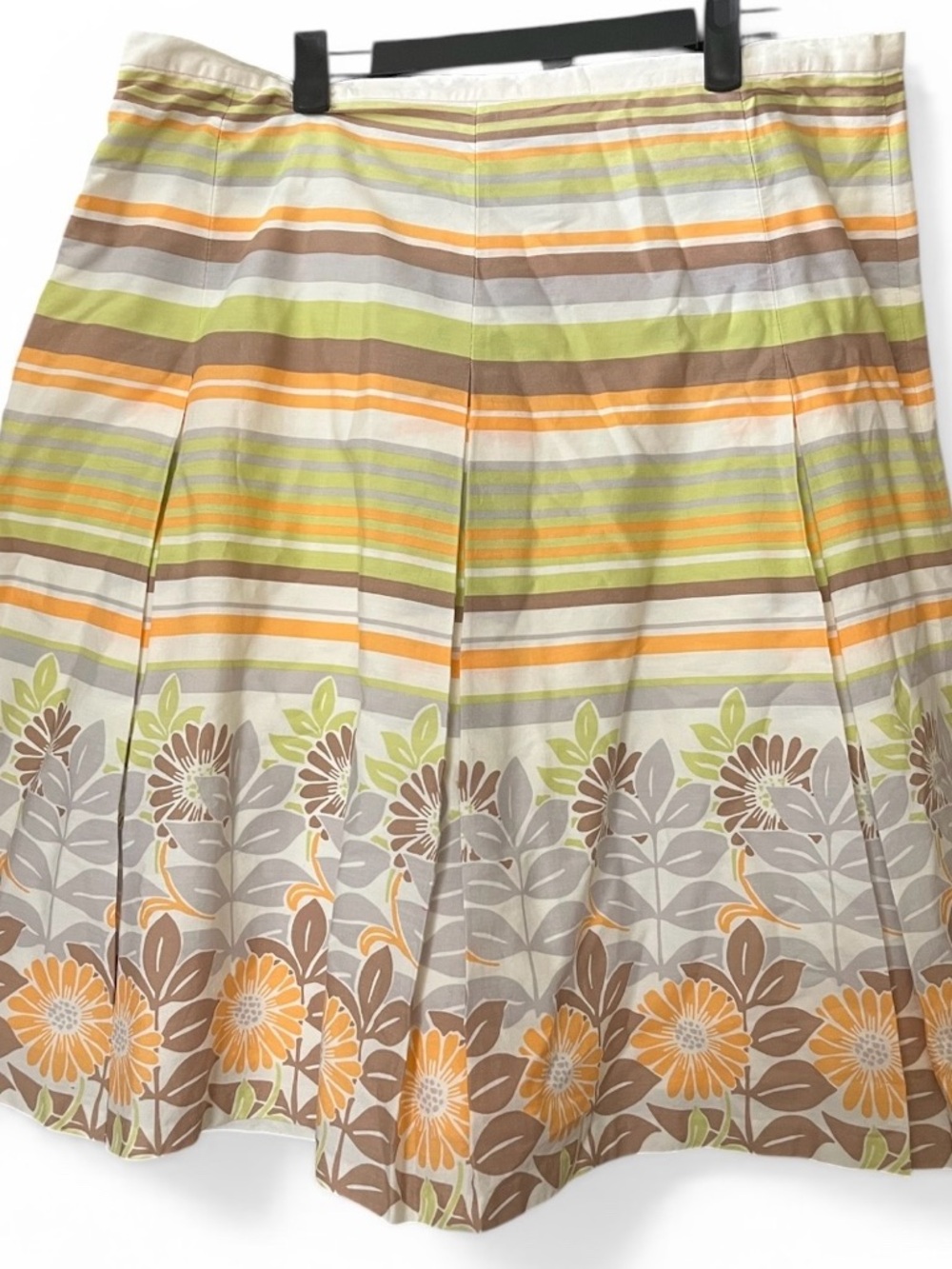Talbots Floral Stripe Skirt Size 16 Cotton Pleated A-Line Spring Summer - Picture 3 of 5